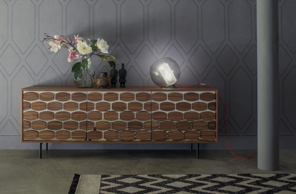 Honey 3 Door Mirror Sideboard