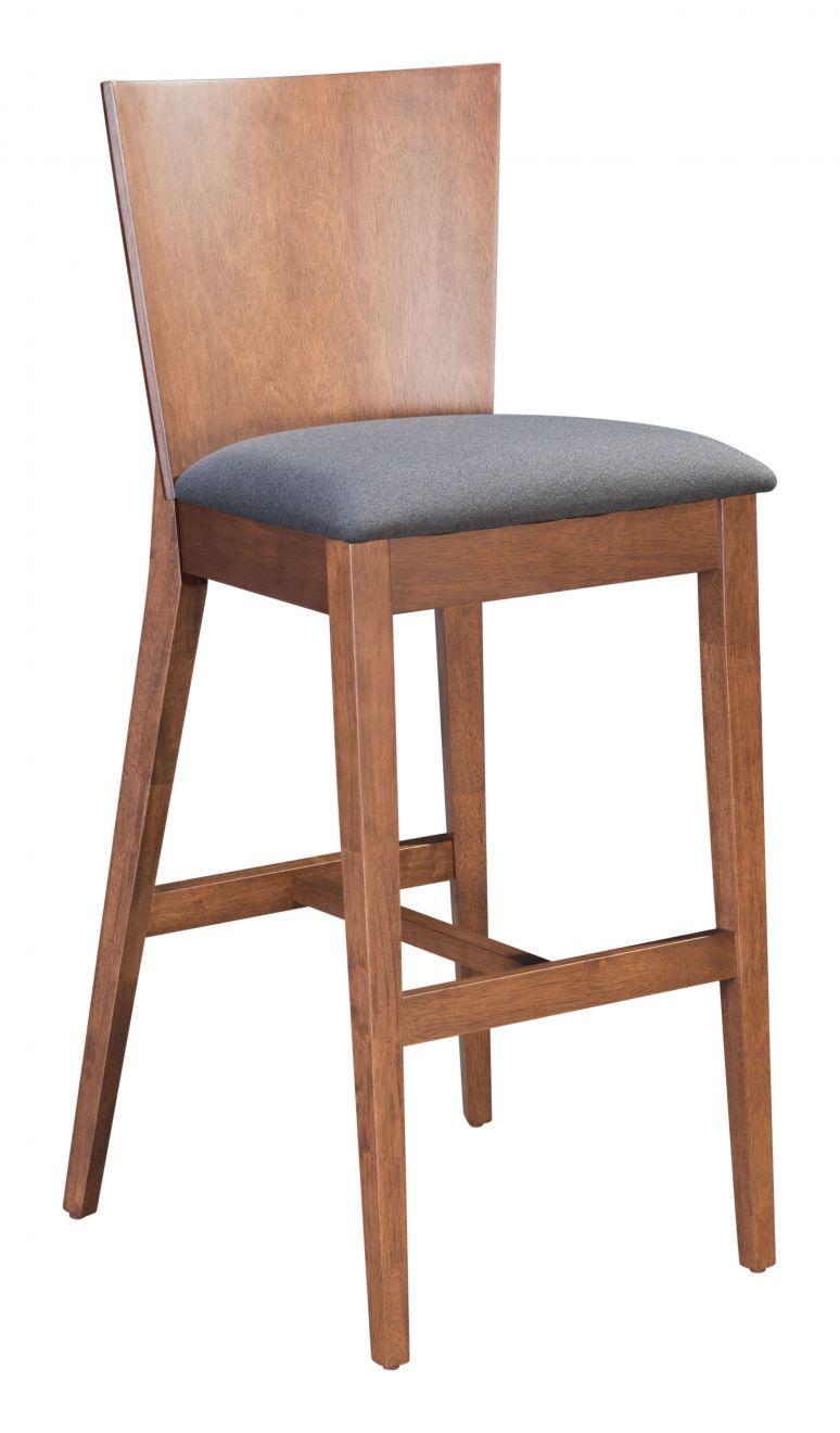 Barstool Walnut & Dark Gray - Ambrose