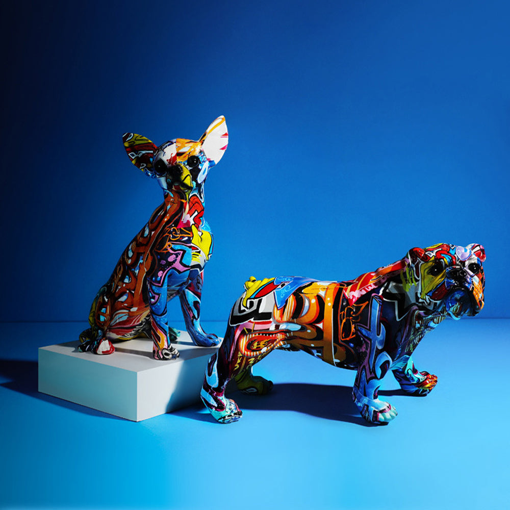 Absract Resin Graffiti Dog Sculpture - Goraya Nesting