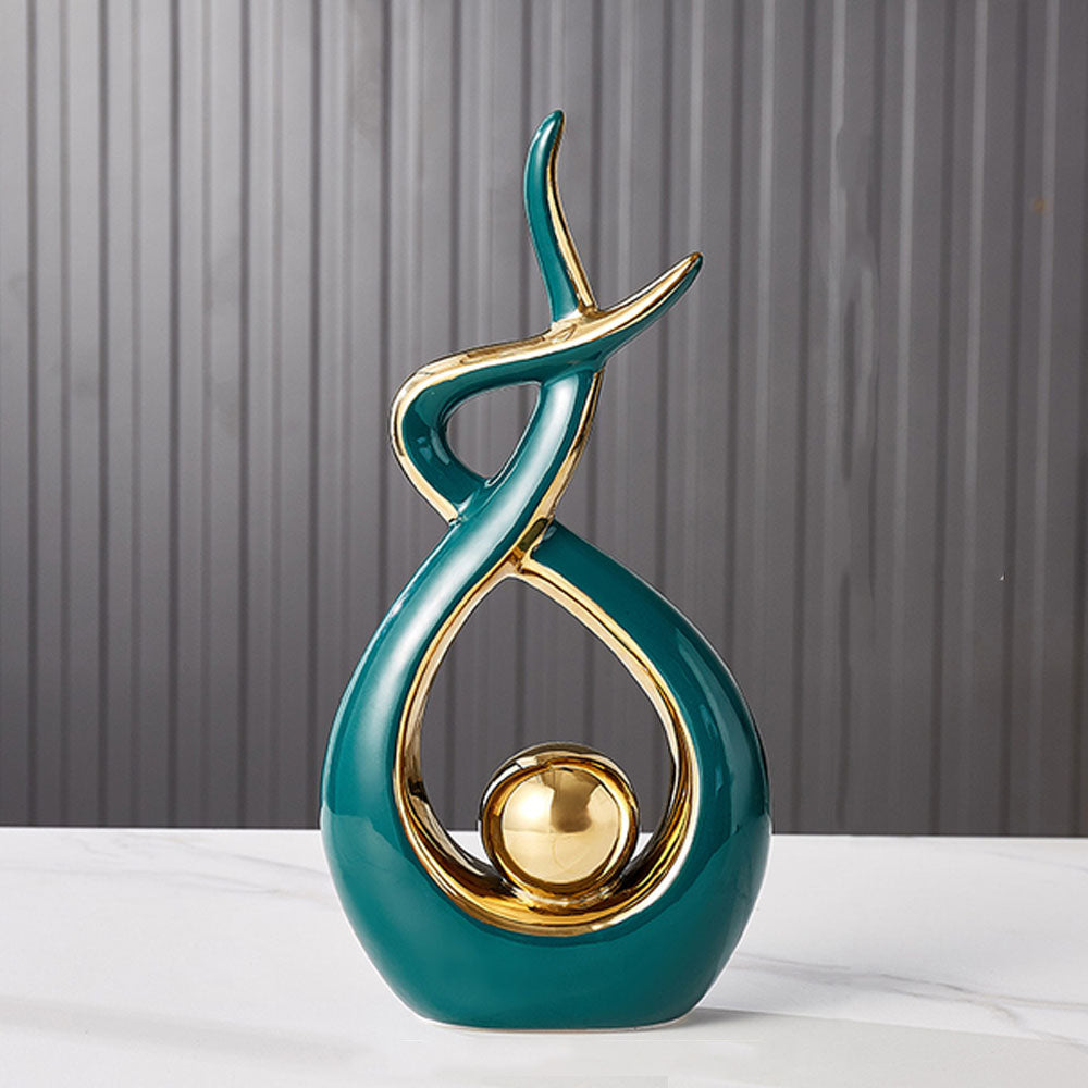 Modern Art Abstract Ceramic Sculpture Statue - Green - Notbrand