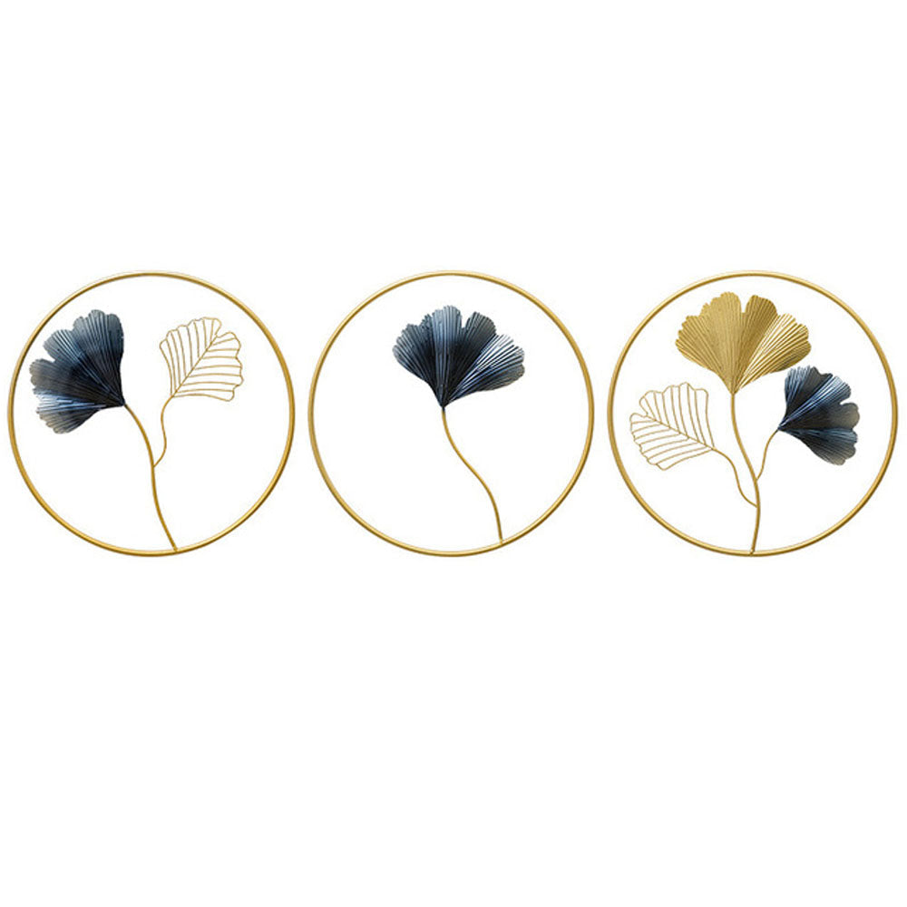 Coloured Metal Leaf Round Wall Mural - Goraya Nesting