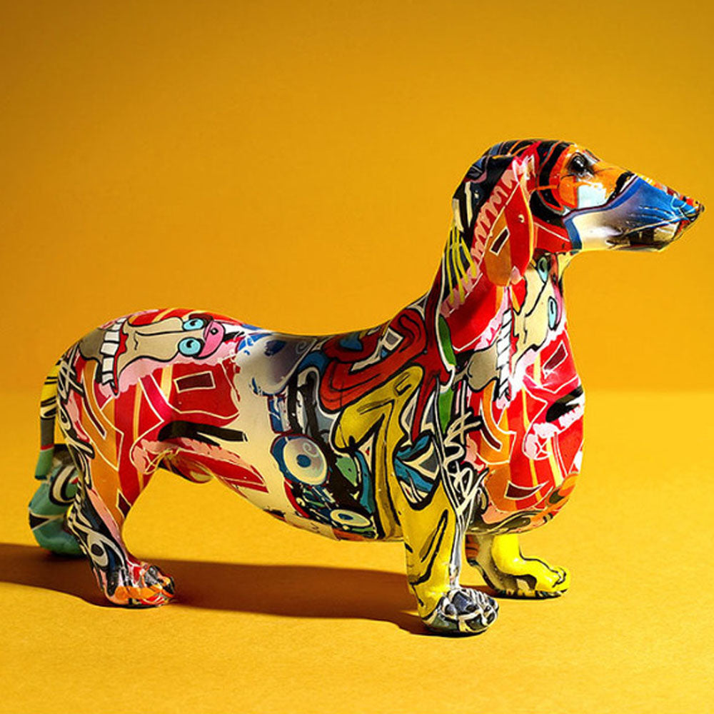 Abstract Graffiti Dachshund Sculpture - Goraya Nesting
