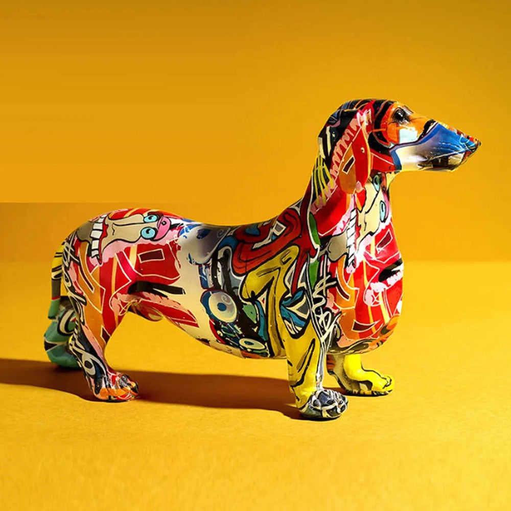 Abstract Graffiti Dachshund Sculpture - Goraya Nesting