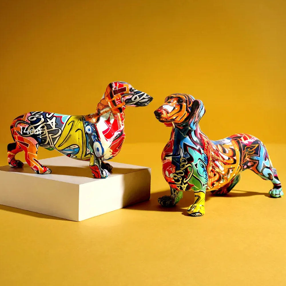 Abstract Graffiti Dachshund Sculpture - Goraya Nesting
