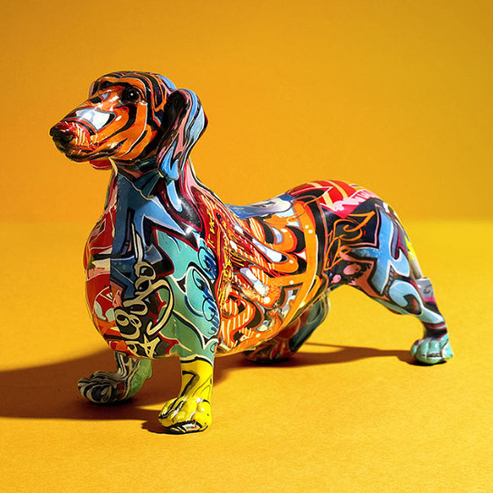 Abstract Graffiti Dachshund Sculpture - Goraya Nesting