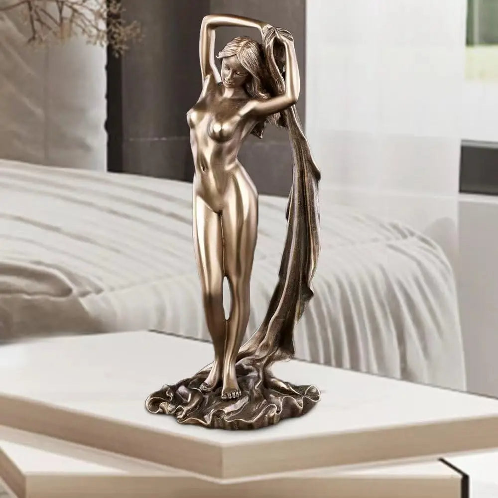 Elegant Pink Resin Cat Sculpture - Goraya Nesting