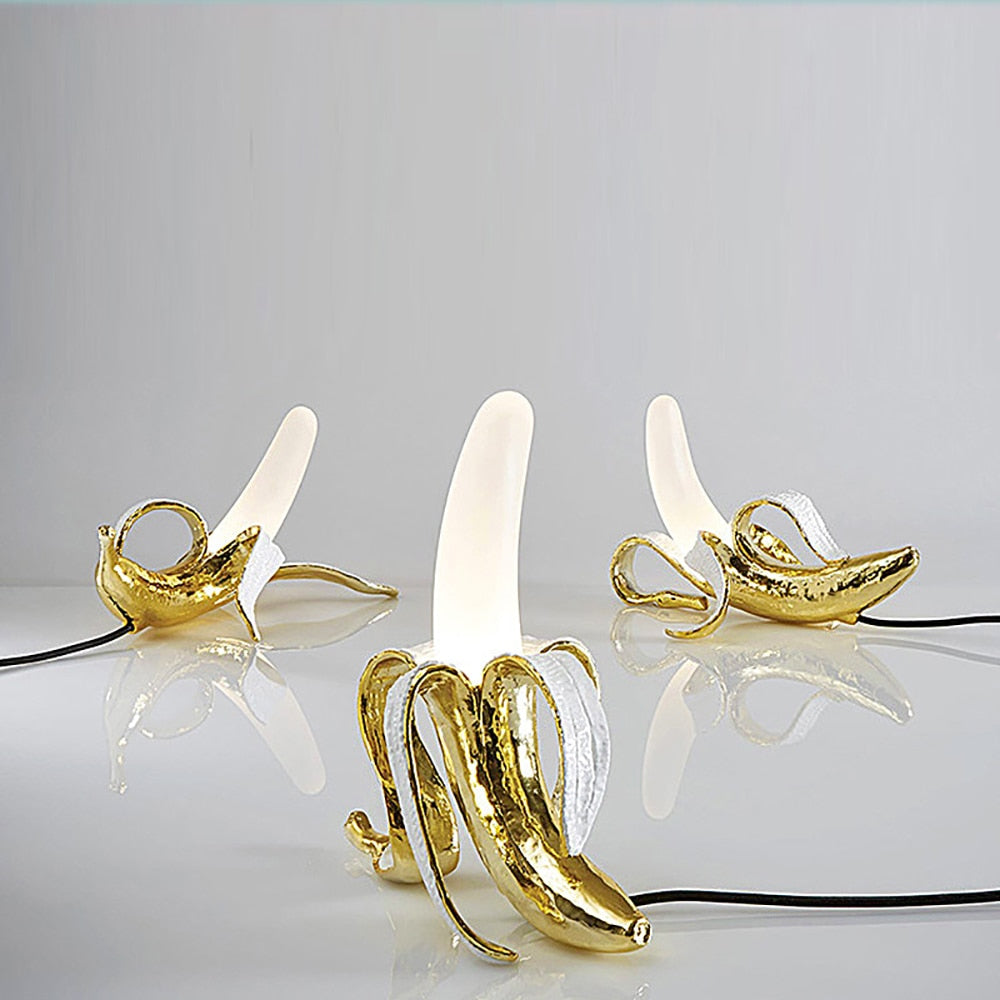 LED Table Lamp with Banana Glass and Resin Design - Goraya Nesting