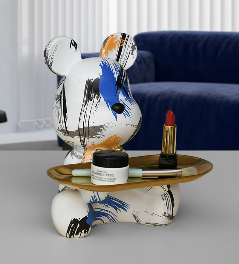 Bear Graffiti Resin Sculpture with Tray - Goraya Nesting