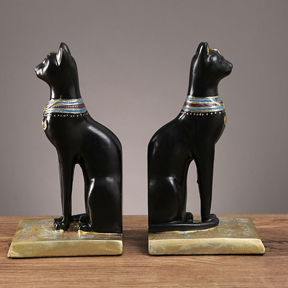 Set of 2 Resin Cat Leaning Sculpture Bookends - Goraya Nesting
