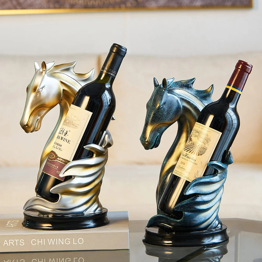 Handcrafted Resin Horse Head Wine Rack - Goraya Nesting