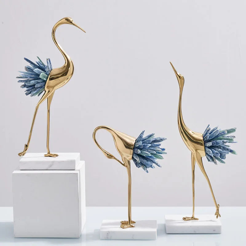 Blue Crystal Swan Decorative Sculpture - Goraya Nesting