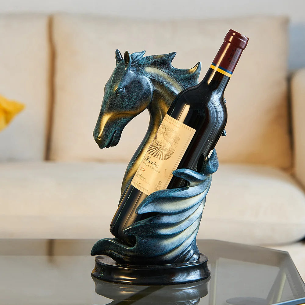 Handcrafted Resin Horse Head Wine Rack - Goraya Nesting