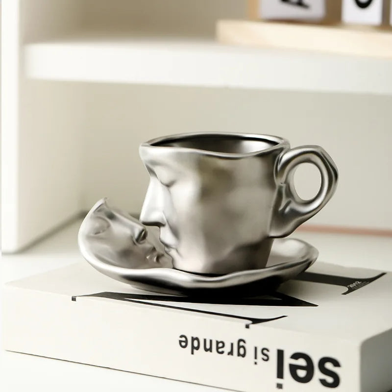 Kiss Design Porcelain Cup and Tray Set - Goraya Nesting