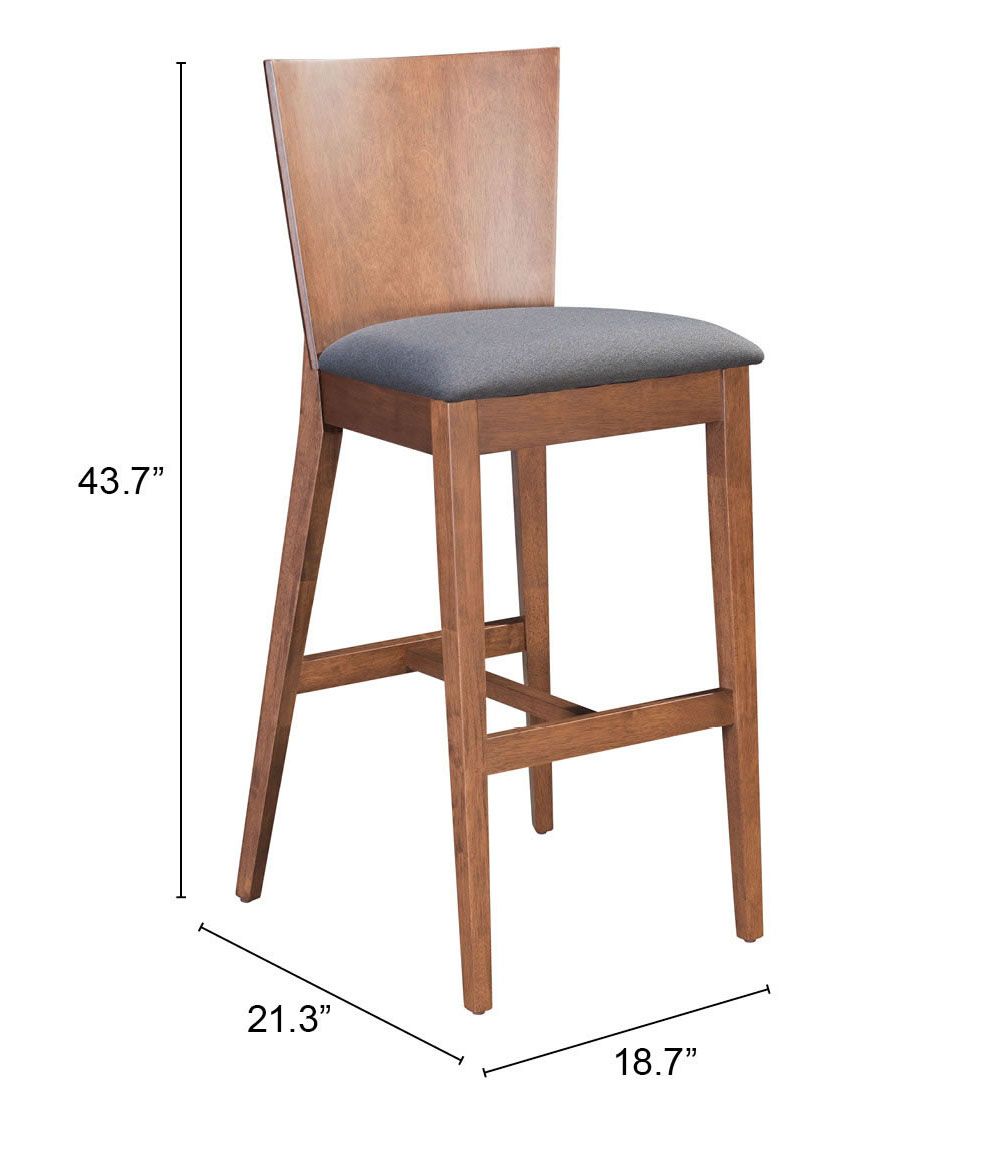 Barstool Walnut & Dark Gray - Ambrose