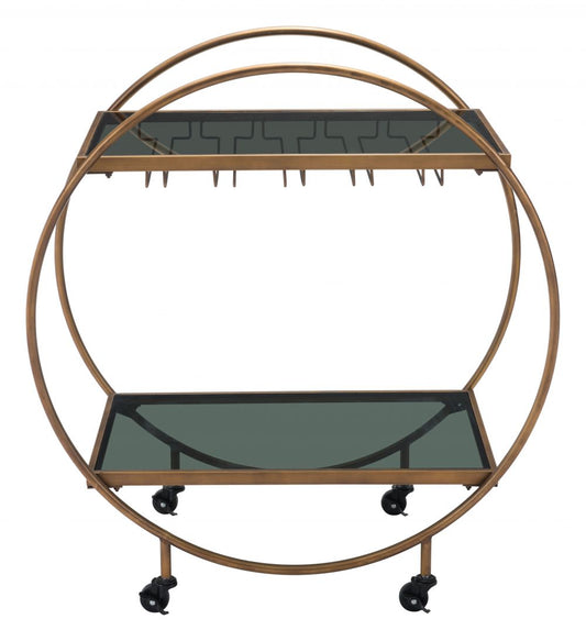 Bar Cart Brass & Black