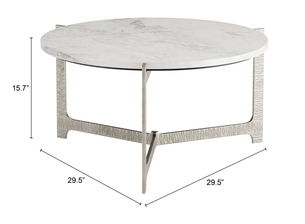 Coffee Table White & Silver - Barmas