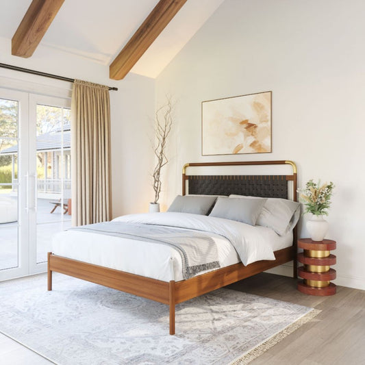 Queen Bed Black & Walnut - Netz
