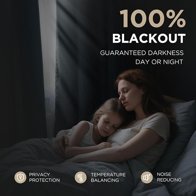 Joydeco Blackout Curtains – 84-Inch Linen Textured Thermal Insulated Panels