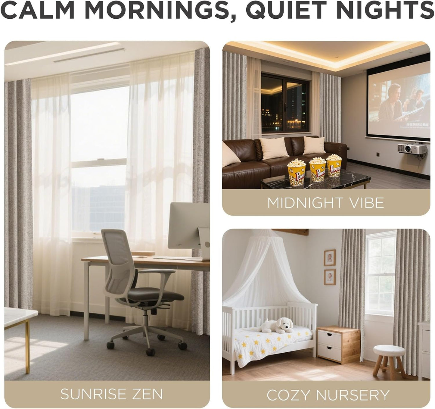 Joydeco Blackout Curtains – 84-Inch Linen Textured Thermal Insulated Panels