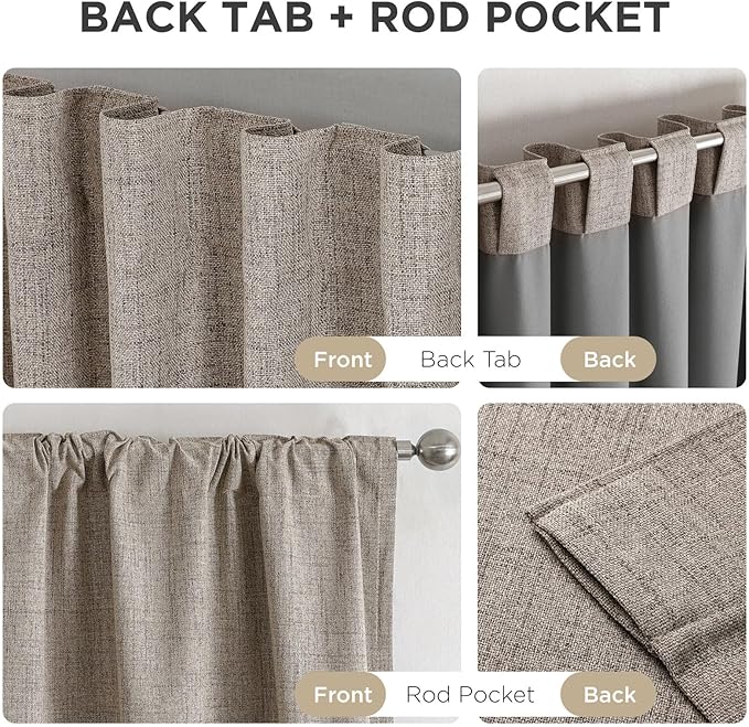 Joydeco Blackout Curtains – 84-Inch Linen Textured Thermal Insulated Panels