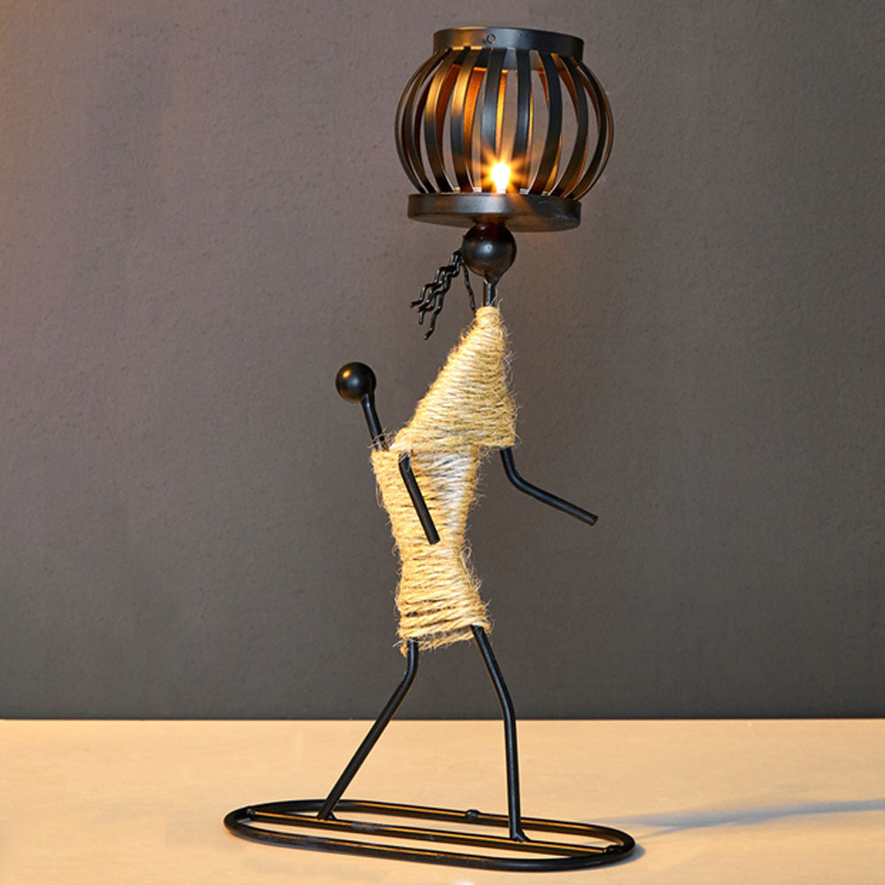 Black Iron Stand Figurine Candle Holder - Goraya Nesting 