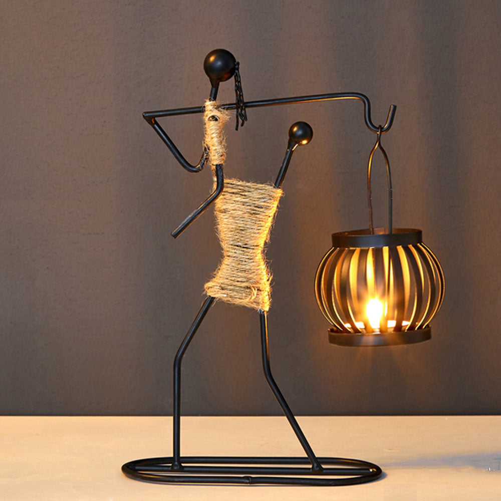 Black Iron Stand Figurine Candle Holder - Goraya Nesting 