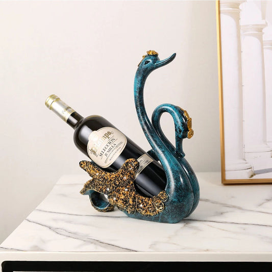 Blue Swan Statue Wine Rack Bottle Holder - Goraya Nesting 