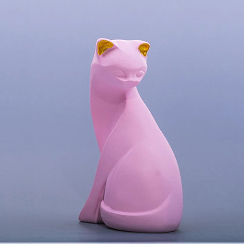 Charming Pink Resin Cat Sculpture - Goraya Nesting