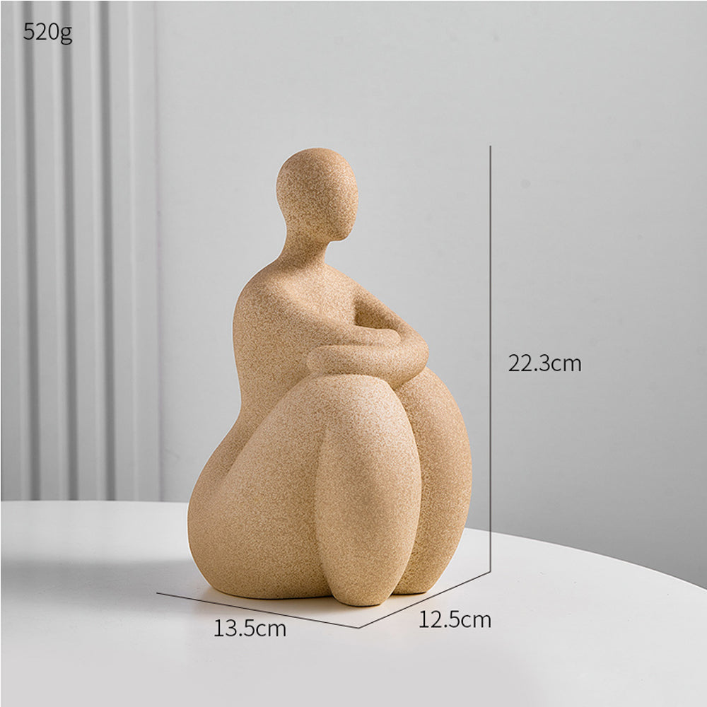 Cream Ceramic Thinker Figure Sculpture - Goraya Nesting