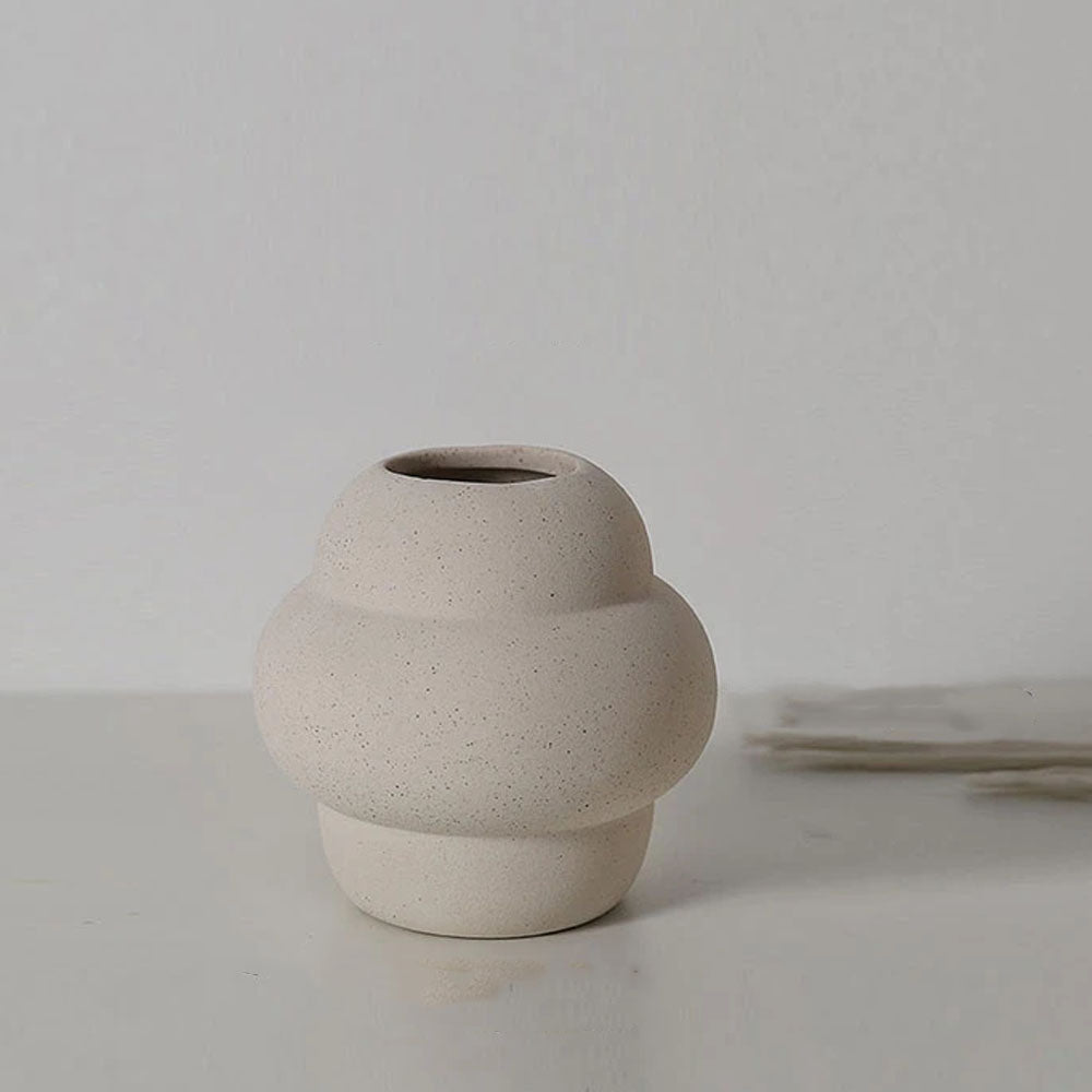 Cream Ceramic Threaded Flower Vase - Goraya Nesting 