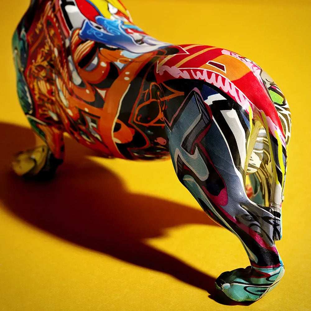 Abstract Graffiti Dachshund Sculpture - Goraya Nesting 