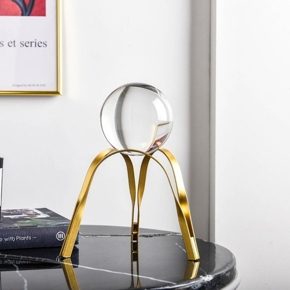 Gold Crystal Ball on Metal Stand - Goraya Nesting 
