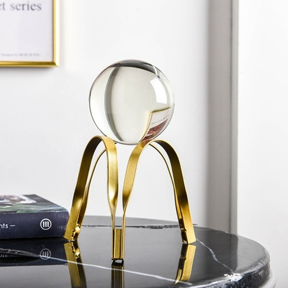Gold Crystal Ball on Metal Stand - Goraya Nesting 