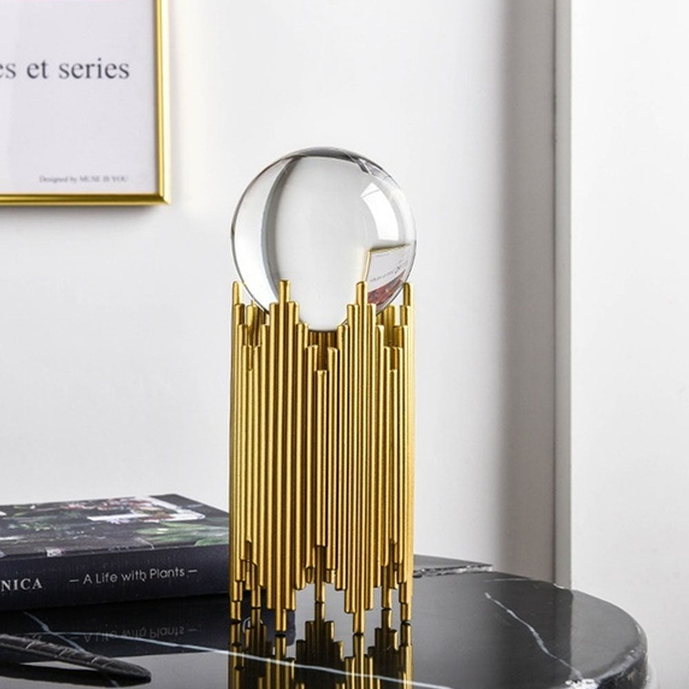 Gold Crystal Ball on Metal Stand - Goraya Nesting 