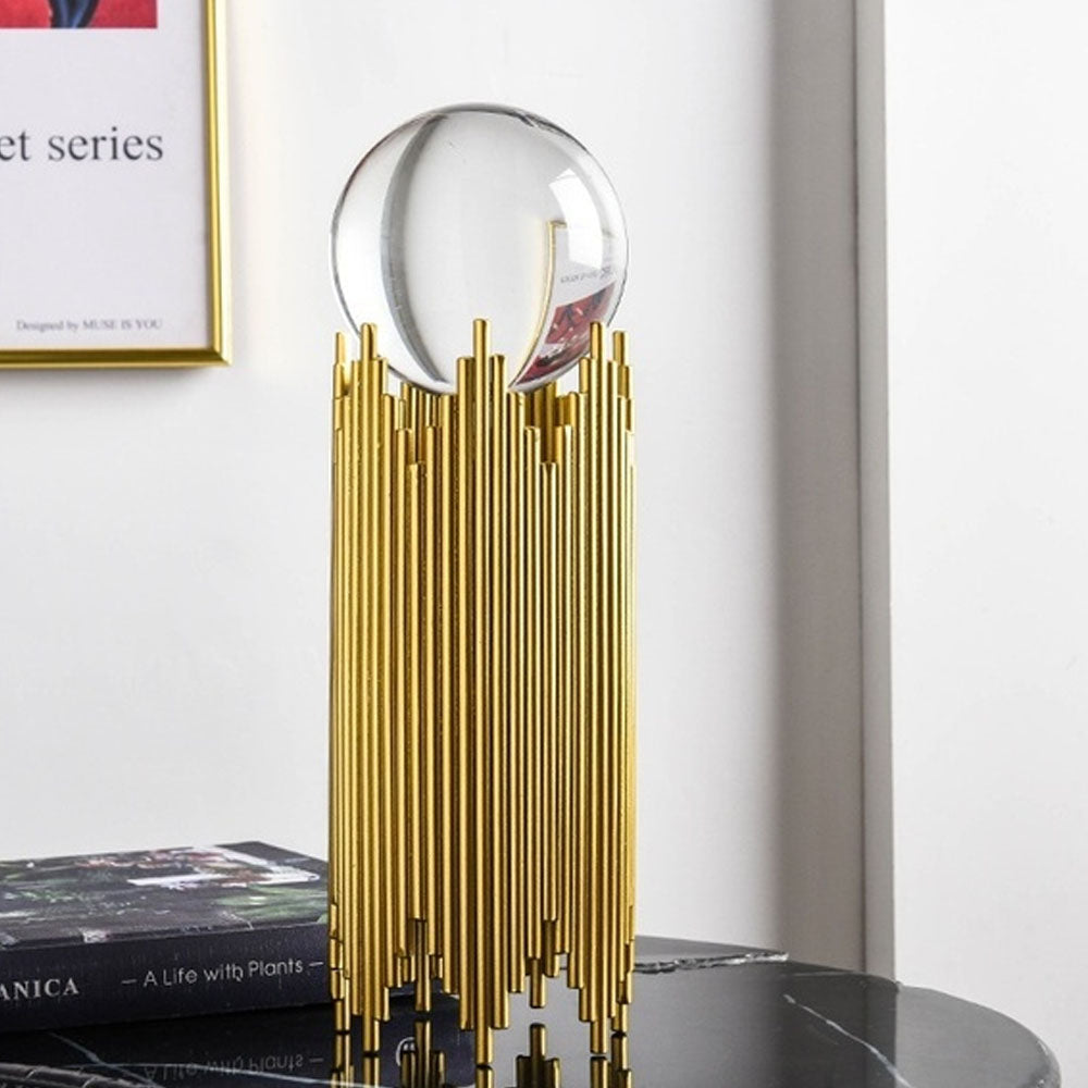 Gold Crystal Ball on Metal Stand - Goraya Nesting 