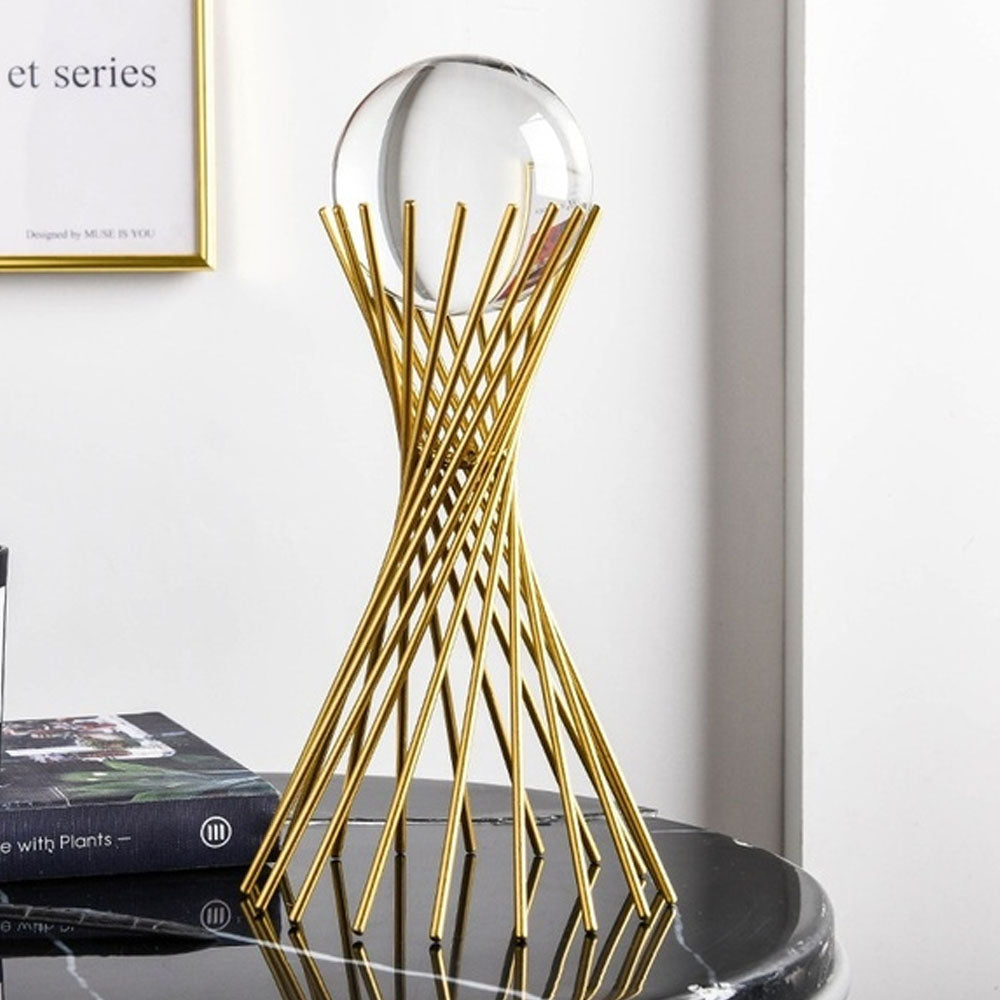 Gold Crystal Ball on Metal Stand - Goraya Nesting 