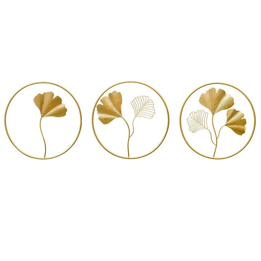 Gold Metal Leaf Round Wall Decoration - Goraya Nesting 