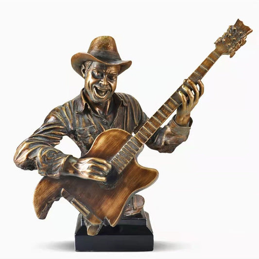 Half-Body Musician Figurine with Guitar - Copper - Goraya Nesting