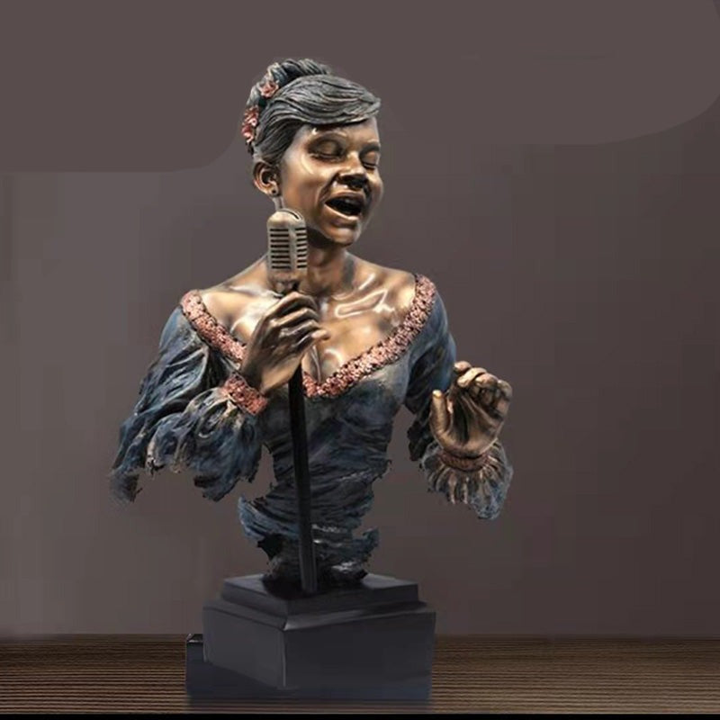 Half-Body Musician Figurine with Mic - Copper - Goraya Nesting 