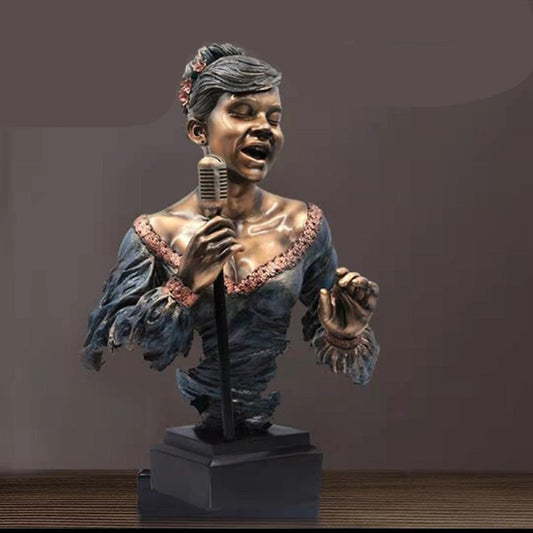 Half-Body Musician Figurine with Mic - Copper - Goraya Nesting 