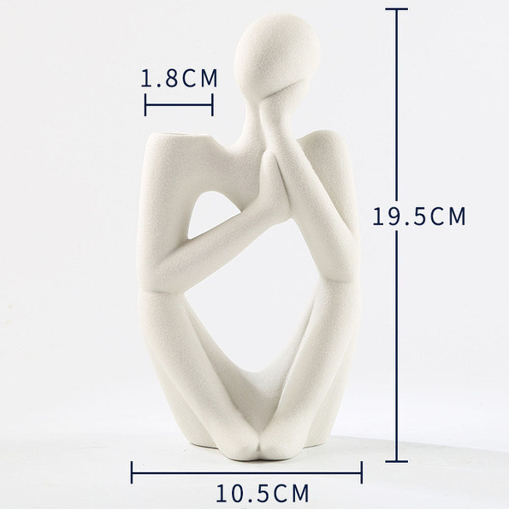 Heart-Shaped Ceramic Thinker Statue Vase - Goraya Nesting 