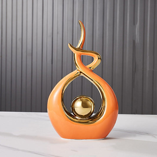 Modern Art Ceramic Sculpture Statue - Orange - Goraya Nesting 