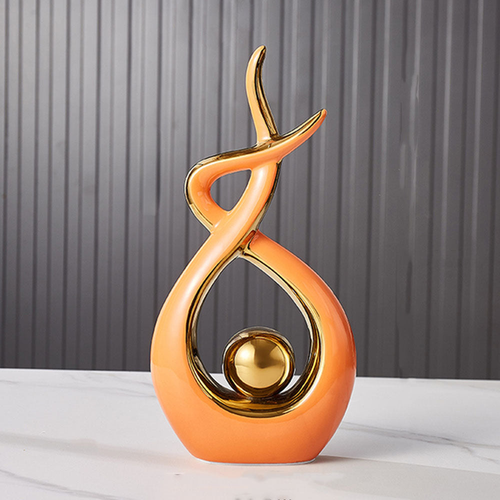 Modern Art Ceramic Sculpture Statue - Orange - Goraya Nesting 