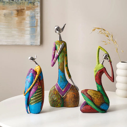 Multicolor Abstract Woman Art Resin Sculpture - Goraya Nesting 