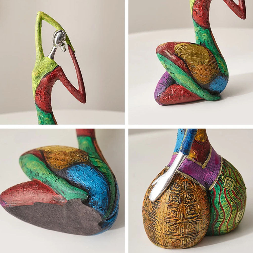 Multicolor Abstract Woman Art Resin Sculpture - Goraya Nesting 