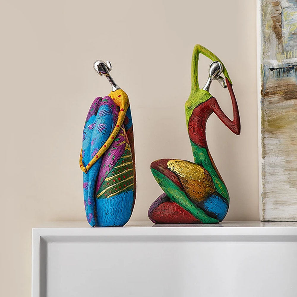Multicolor Abstract Woman Art Resin Sculpture - Goraya Nesting 