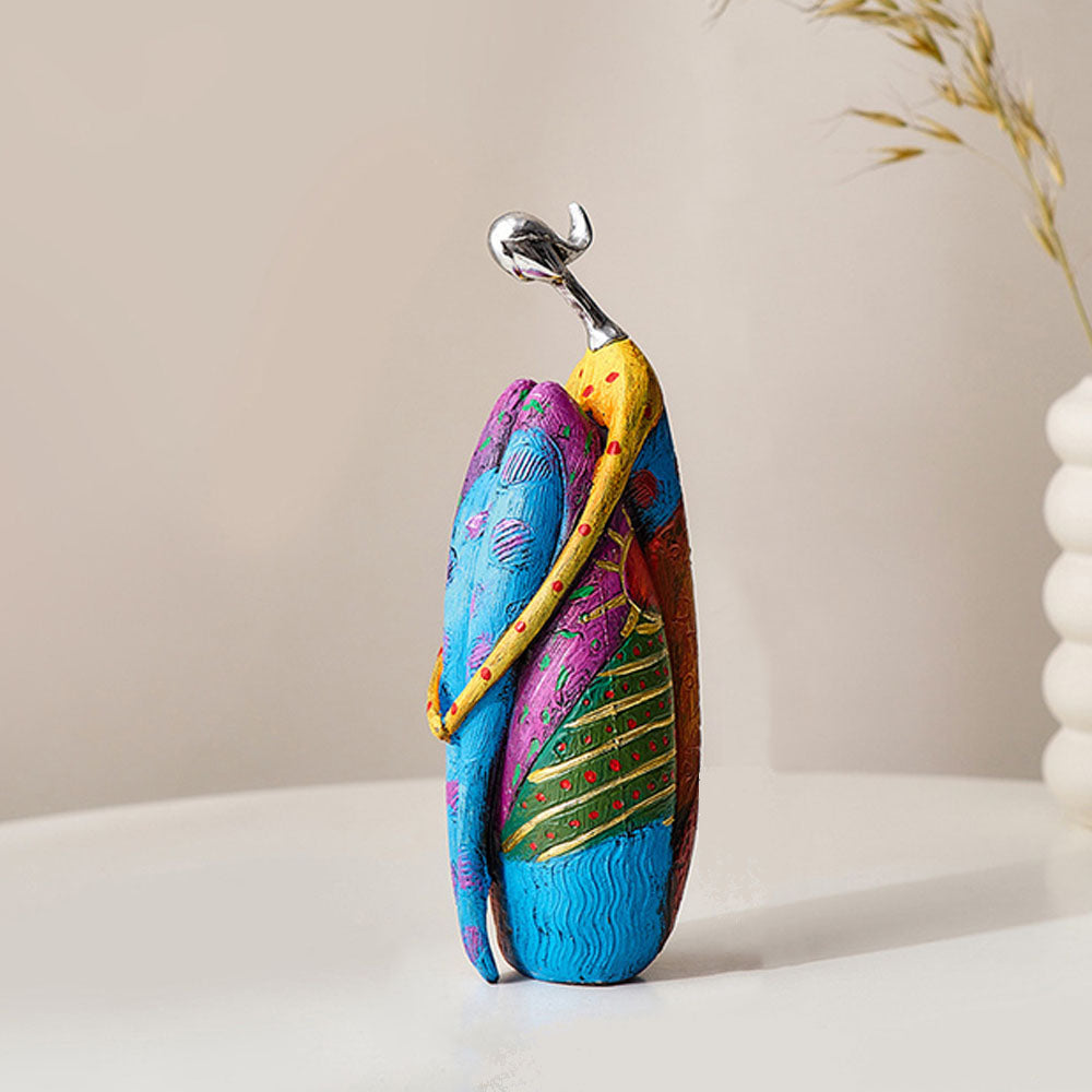 Multicolor Abstract Woman Art Resin Sculpture - Goraya Nesting 