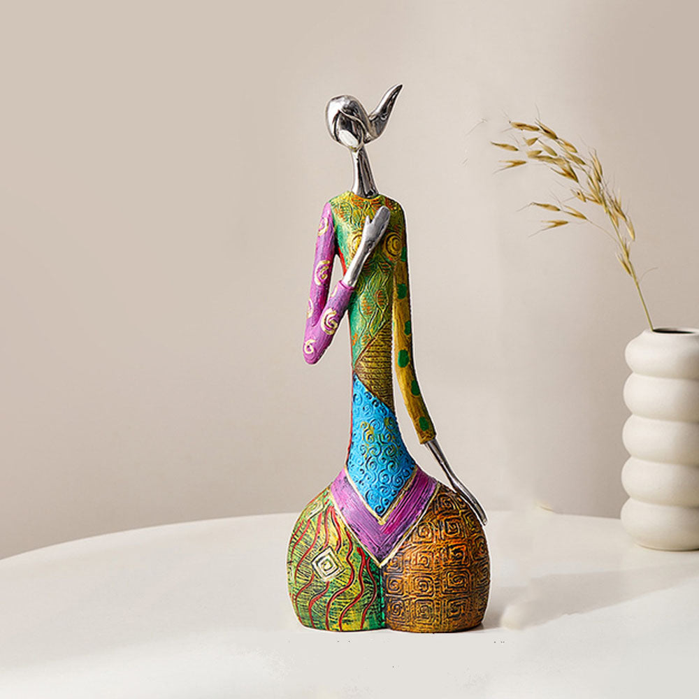 Multicolor Abstract Woman Art Resin Sculpture - Goraya Nesting 