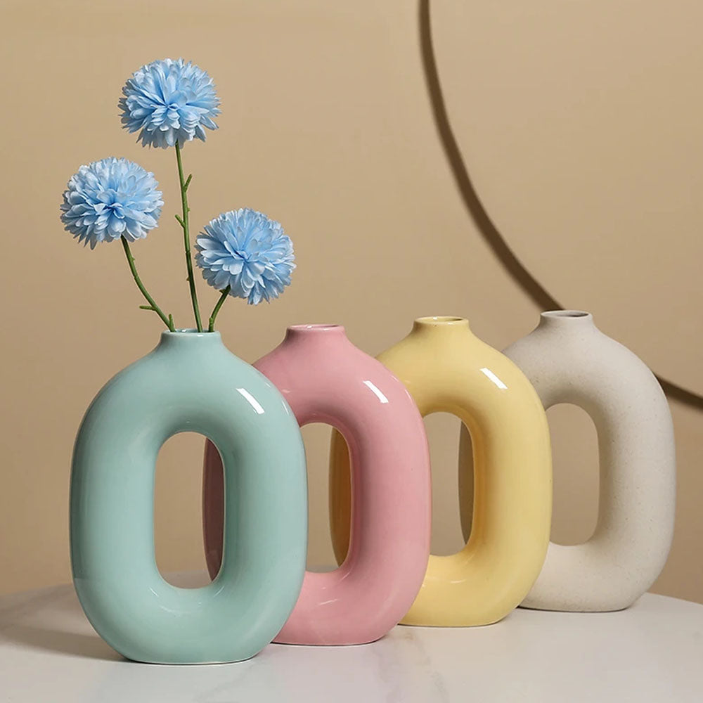 Nordic Art Ceramic Hollow Flower Vase - Goraya Nesting 
