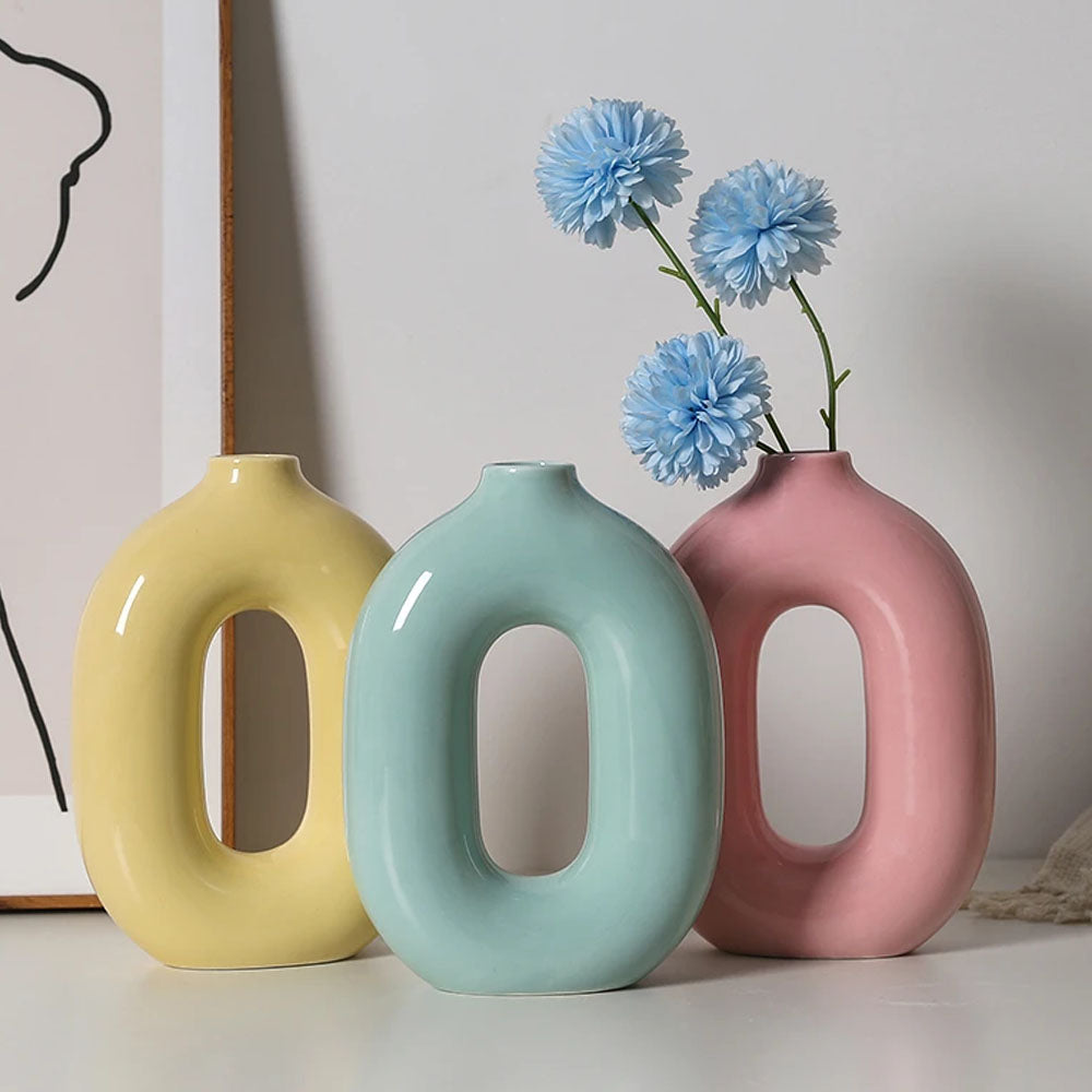 Nordic Art Ceramic Hollow Flower Vase - Goraya Nesting 